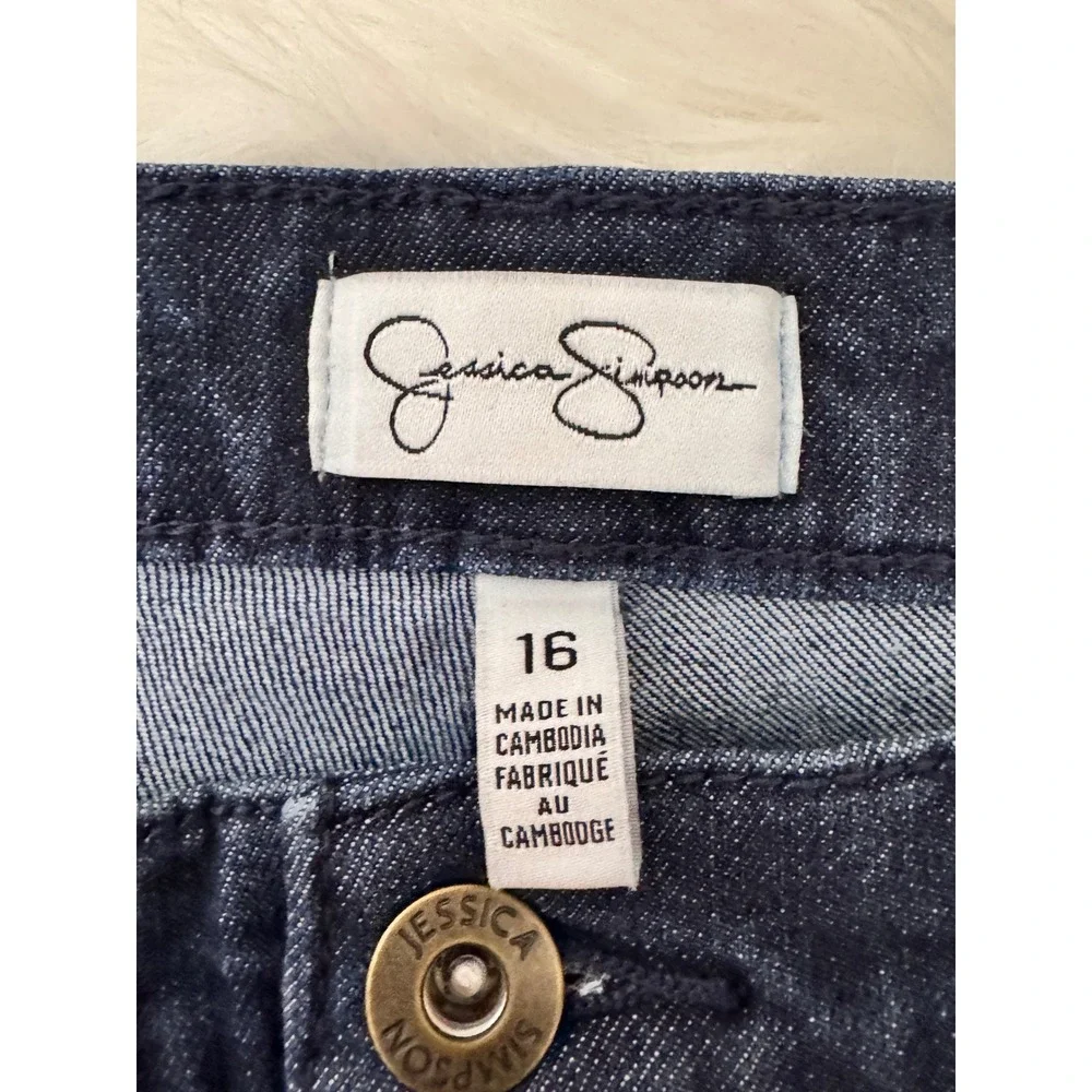 Jessica Simpson Dark Wash Skinny Jeans High Rise Blue Denim Size 16‎